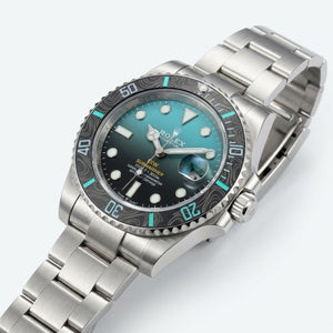 Rolex Submariner 41mm men's mirror watch, teal ombré dial, black patterned bezel – view 3