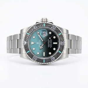 Rolex Submariner 41mm men's mirror watch, teal ombré dial, black patterned bezel – view 5