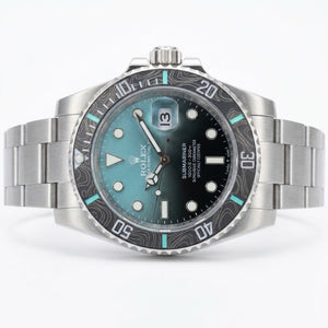 Rolex Submariner 41mm men's mirror watch, teal ombré dial, black patterned bezel – view 6