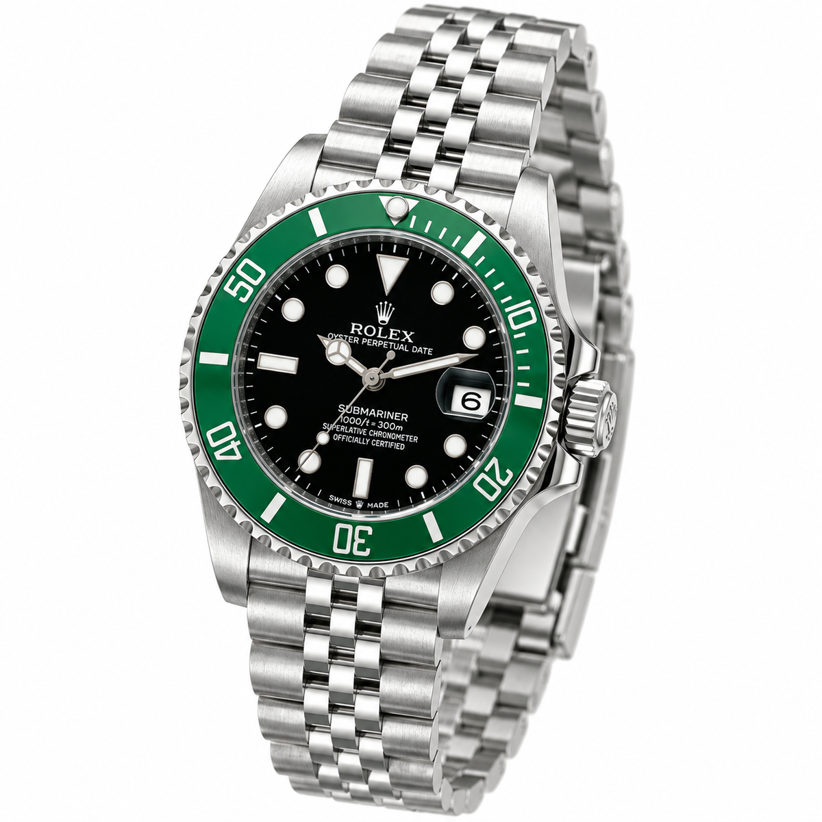 Rolex Submariner 36mm unisex mirror watch, black dial, green bezel – view 2