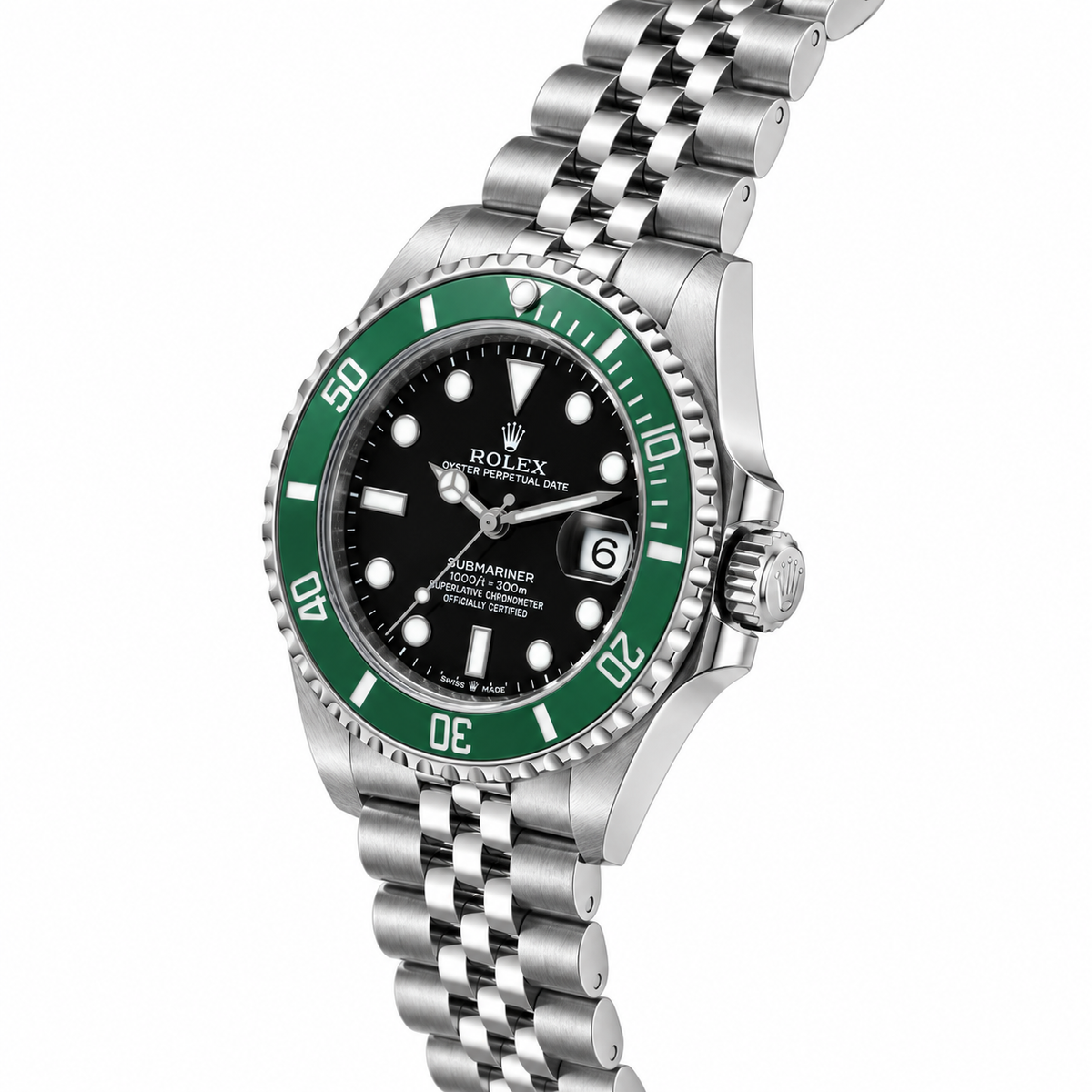 Rolex Submariner 36mm unisex mirror watch, black dial, green bezel – view 3