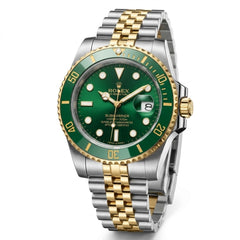 Rolex Submariner 36mm Unisex Mirror Automatic Watch – Green Dial, Green Bezel & Two-Tone Silver & Gold-Tone Stainless Steel Five-Link Bracelet