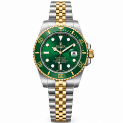 Rolex Submariner 36mm Unisex Mirror Automatic Watch – Green Dial, Green Bezel & Two-Tone Silver & Gold-Tone Stainless Steel Five-Link Bracelet