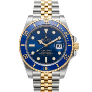 Rolex Submariner 36mm Unisex Mirror Automatic Watch – Blue Dial, Blue Bezel & Two-Tone Silver & Gold-Tone Stainless Steel Five-Link Bracelet