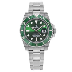 Rolex Submariner 36mm Unisex Mirror Automatic Watch – Green Dial, Green Bezel & Silver Stainless Steel Three-Link Bracelet