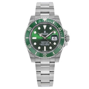 Rolex Submariner 36mm Unisex Mirror Automatic Watch – Green Dial, Green Bezel & Silver Stainless Steel Three-Link Bracelet