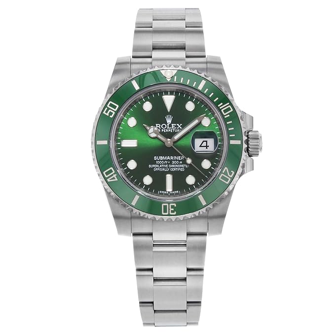 Rolex Submariner 36mm Unisex Mirror Automatic Watch – Green Dial, Green Bezel & Silver Stainless Steel Three-Link Bracelet