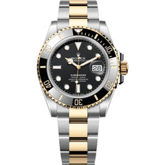 Rolex Submariner 36mm Unisex Mirror Automatic Watch – Black Dial, Black Bezel & Two-Tone Silver & Gold-Tone Stainless Steel Three-Link Bracelet