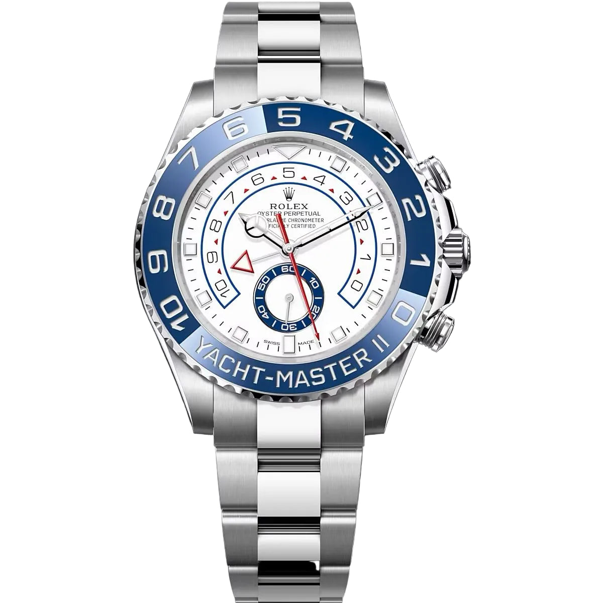 Rolex Yacht-Master II 44mm Men's Mirror Automatic Watch – White Dial & Silver Stainless Steel Bracelet