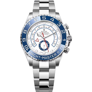 Rolex Yacht-Master II 44mm Men's Mirror Automatic Watch – White Dial & Silver Stainless Steel Bracelet