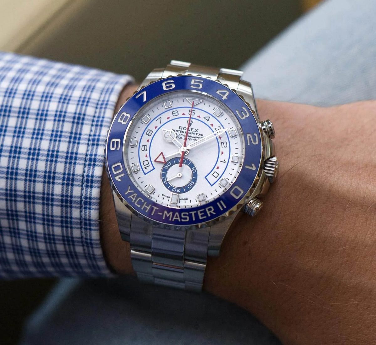 Rolex Yacht-Master II men's mirror watch, white dial – view 6