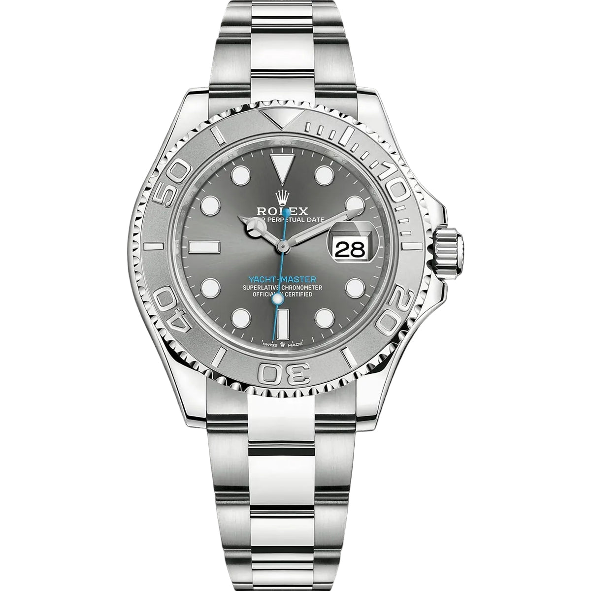 Rolex Yacht-Master 44mm Men's Mirror Automatic Watch – Silver Dial & Silver Stainless Steel Bracelet