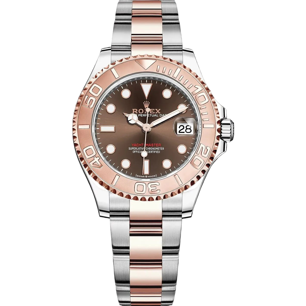Rolex Yacht-Master 44mm Men's Mirror Automatic Watch – Brown Dial & Two-Tone Silver & Rose Gold-Tone Stainless Steel Bracelet