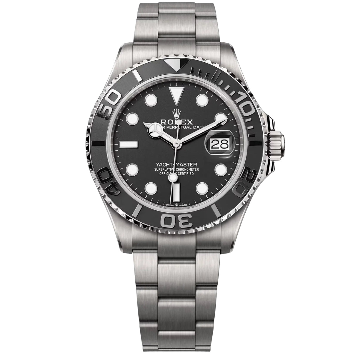 Rolex Yacht-Master 44mm Men's Mirror Automatic Watch – Black Dial & Silver Stainless Steel Bracelet