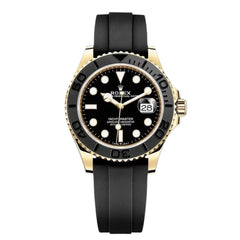 Rolex Yacht-Master 40mm Men's Mirror Automatic Watch – Black Dial, Gold-Tone Case & Black Rubber Strap