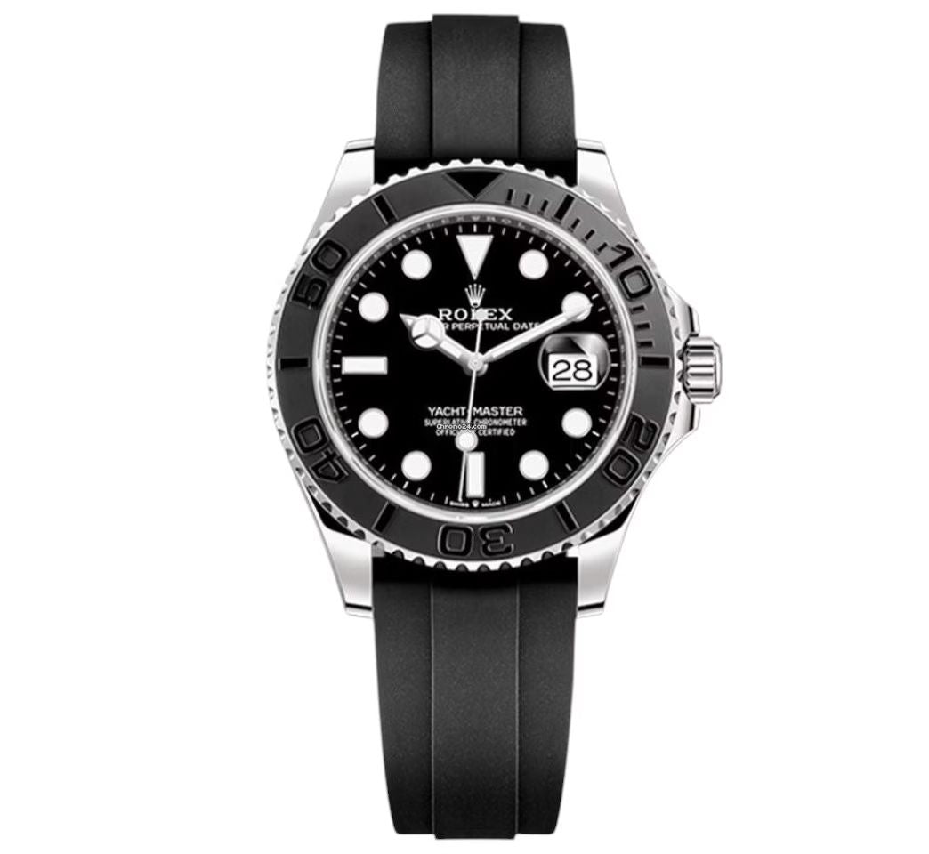 Rolex Yacht-Master 40mm Men's Mirror Automatic Watch – Black Dial & Black Rubber Strap