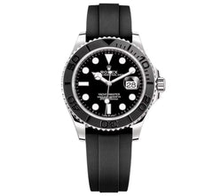 Rolex Yacht-Master 40mm Men's Mirror Automatic Watch – Black Dial & Black Rubber Strap