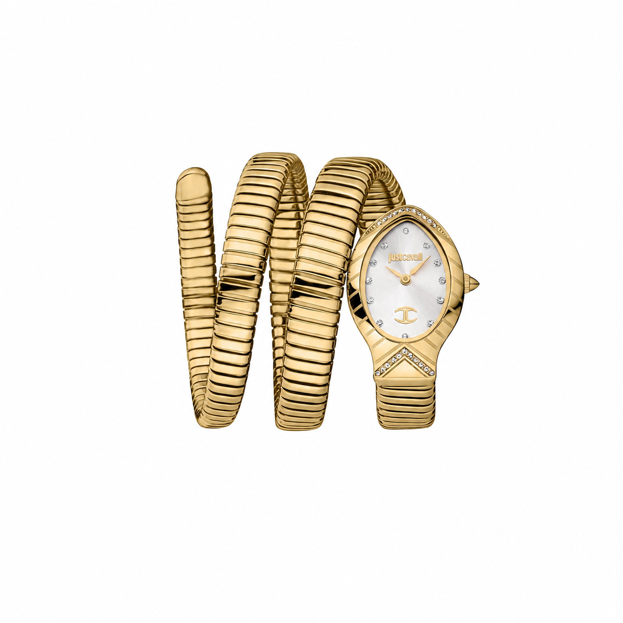 Just Cavalli Signature Snake JC1L248M0025 Silver Dial Gold-Tone Women's Watch