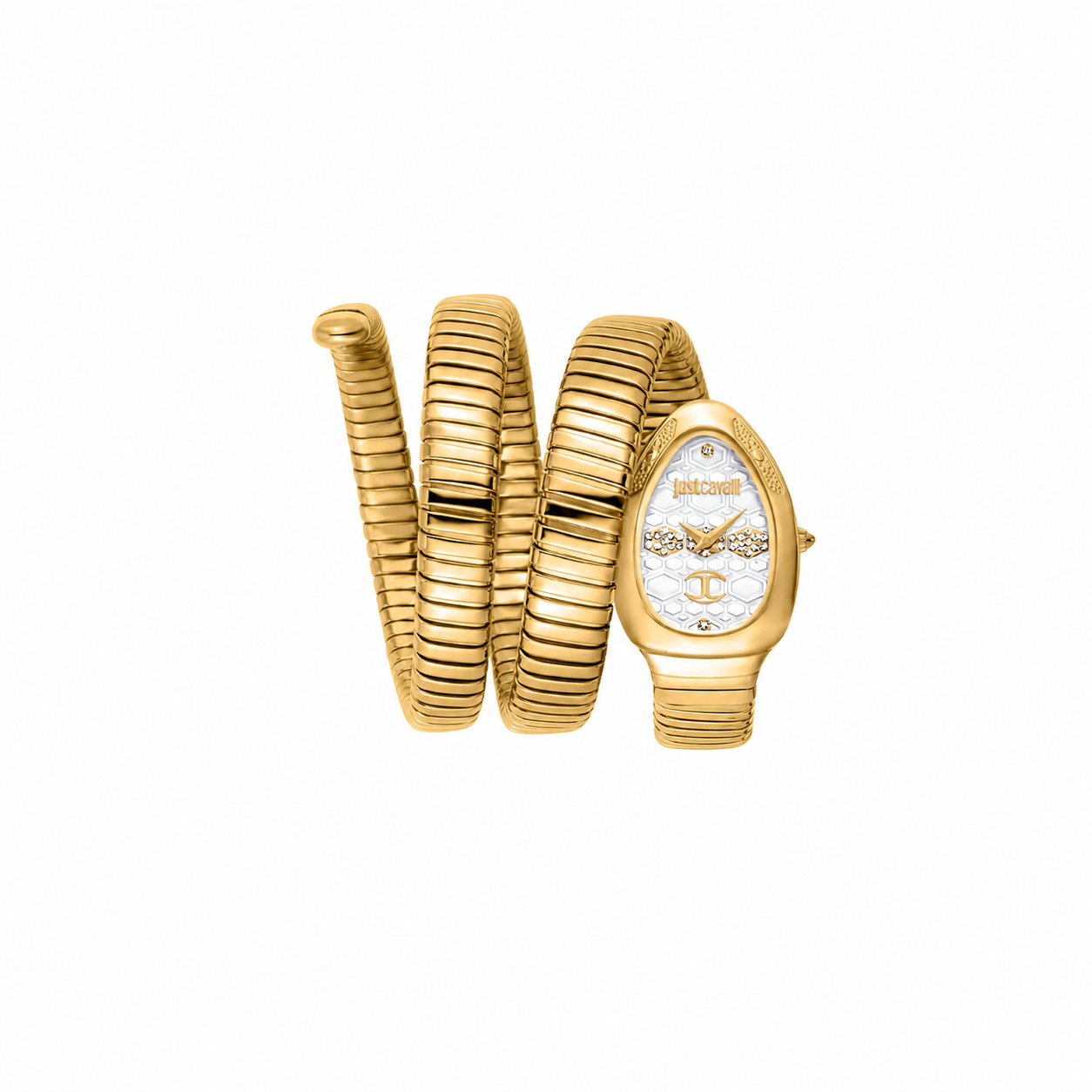 Just Cavalli Signature Snake JC1L232M0025 Silver Dial Gold-Tone Women's Watch