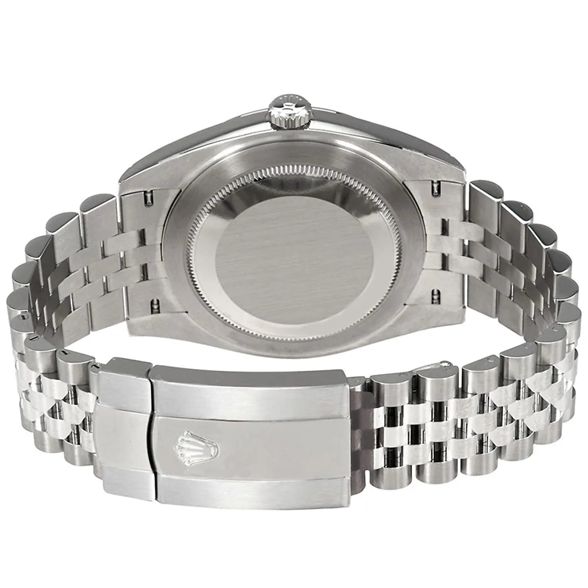 Rolex Datejust 41mm men's mirror watch – case back and silver stainless steel five-link bracelet