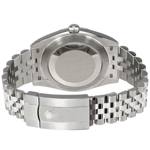 Rolex Datejust 41mm men's mirror watch – case back and silver stainless steel five-link bracelet