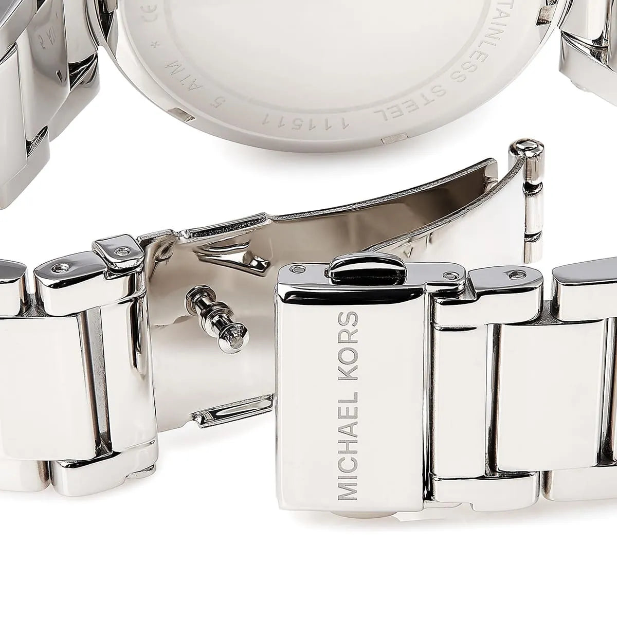 قفل ساعة مايكل كورس MK5925 السيلفر الأصلي المحفور بشعار الماركة