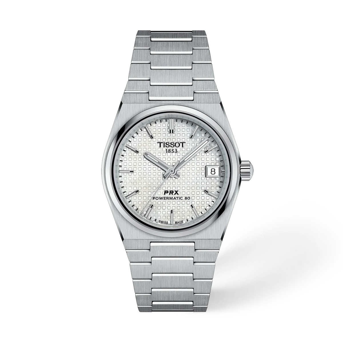 Tissot PRX T137.207.11.111.00 Unisex Automatic Watch – White Mother-of-Pearl Dial & Silver Stainless Steel Strap | ساعة تيسو PRX للجنسين مينا أبيض