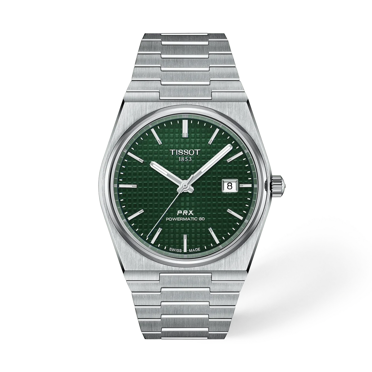 Tissot PRX T137.407.11.091.00 Men's Automatic Watch – Green Dial & Silver Stainless Steel Strap | ساعة تيسو PRX رجالي مينا أخضر