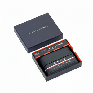 Tommy Hilfiger Navy Blue Horizontal Stripe Wallet displayed in Gift Box