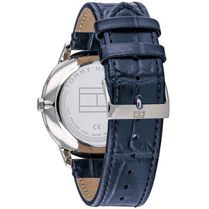 Back view of the Tommy Hilfiger 1710387 watch showing the stainless steel caseback and technical specs.