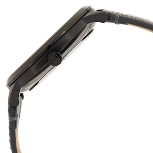 Detailed side view of the black crown and case lugs on the 1710388 men's watch