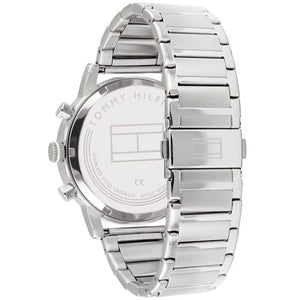 Side profile view of the polished silver case of the Tommy Hilfiger 1710401
