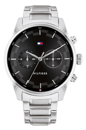 Tommy Hilfiger Daniel 1710419 men's watch with silver stainless steel bracelet and black dial