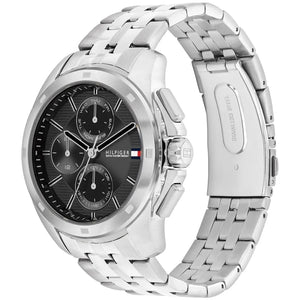 Side view of Tommy Hilfiger 1710620 showing the silver crown and 11mm case thickness