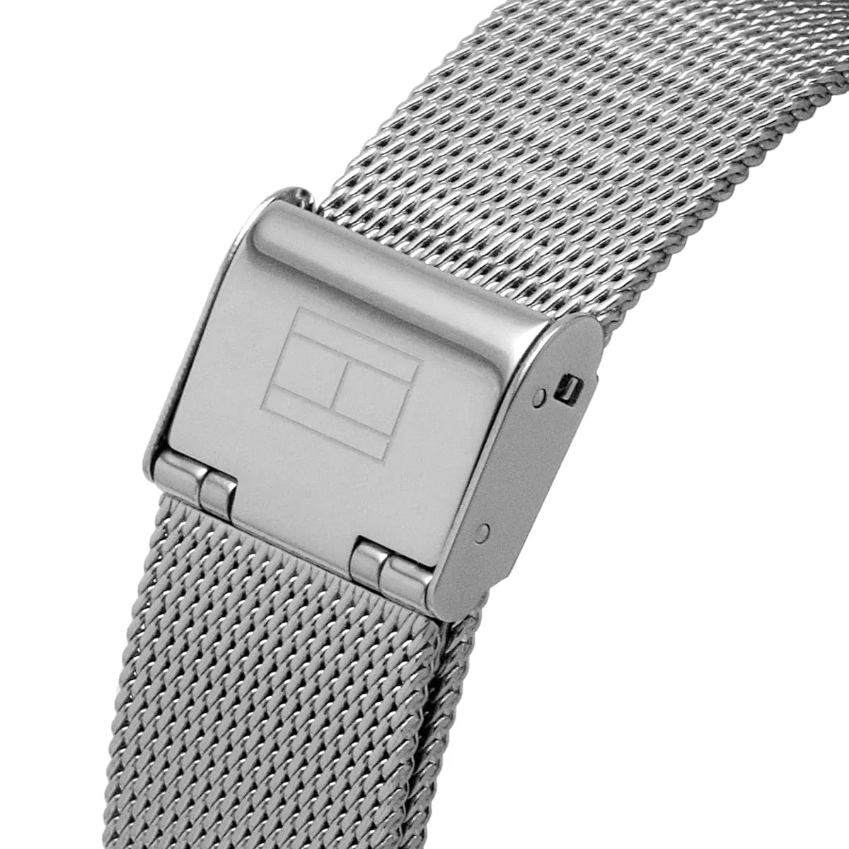 Adjustable silver mesh sliding clasp with Tommy Hilfiger logo on the 1781942