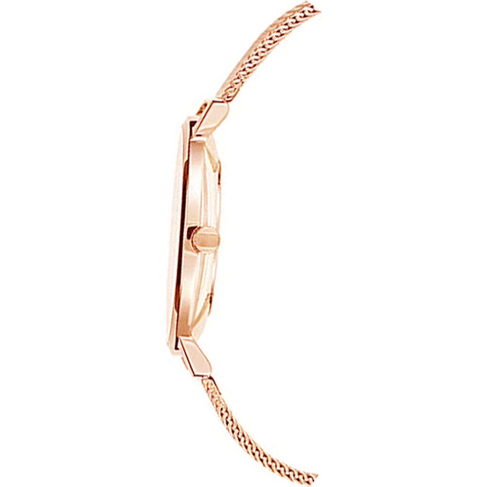 Detailed side view of the rose gold-tone crown on the 1781944 women's watch