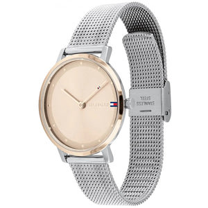 Angled view of the Tommy Hilfiger 1782151 highlighting the thin silver-tone case