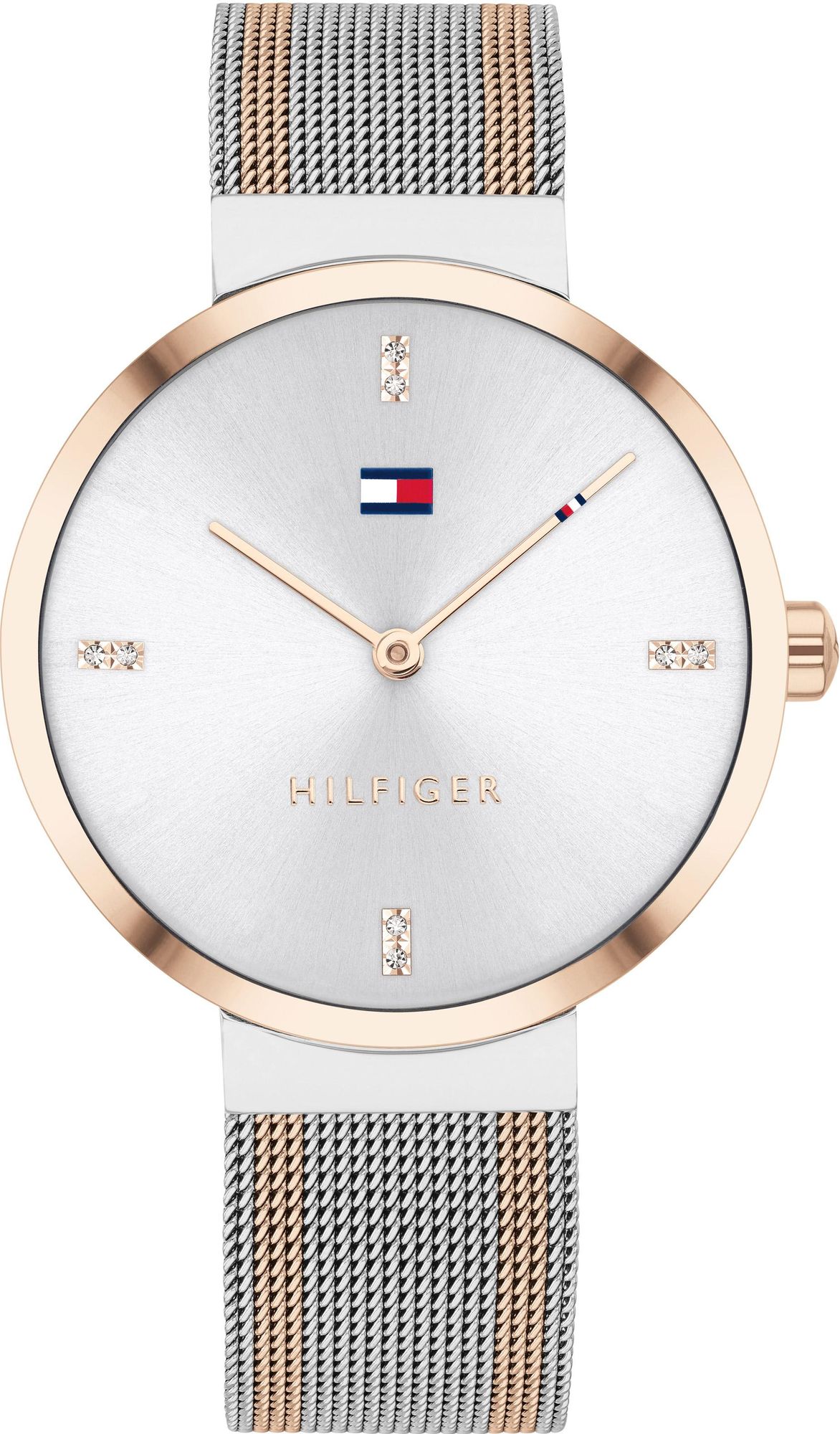 Tommy Hilfiger Liberty 1782221 women's watch with two-tone silver and rose gold mesh bracelet