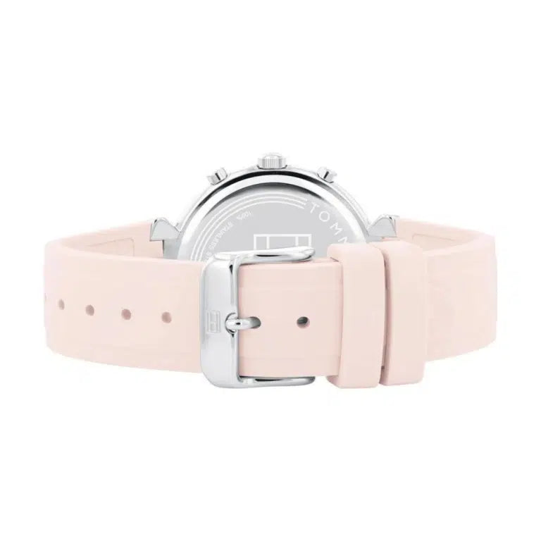 Side view of Tommy Hilfiger 1782343 showing the silver crown and slim 9mm case thickness