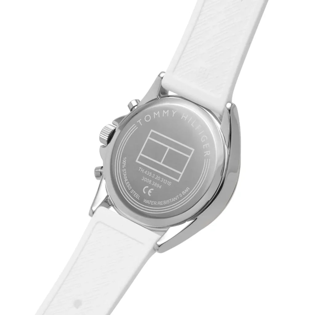 Right side angled view of Tommy Hilfiger 1782388 highlighting the polished gold-tone crystal bezel