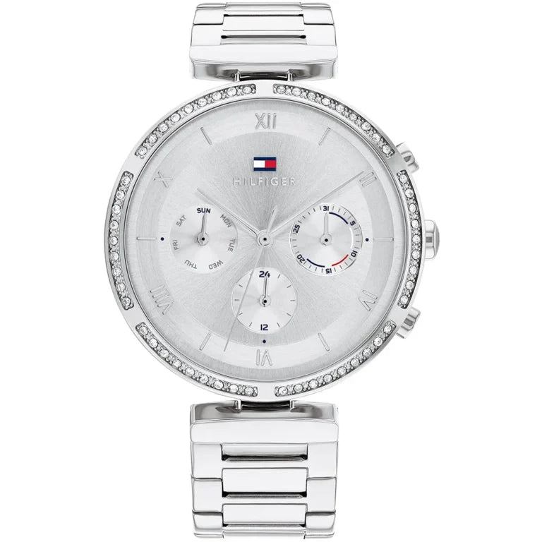 Tommy Hilfiger Luna 1782393 women's watch with silver case silver dial and crystal bezel