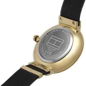 Side profile view of the slim 8mm gold case of the Tommy Hilfiger 1782540