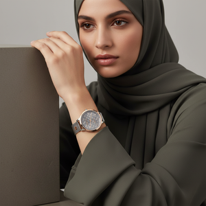 Female model wearing Tommy Hilfiger 1782587 gunmetal watch with a modern stylish outfit