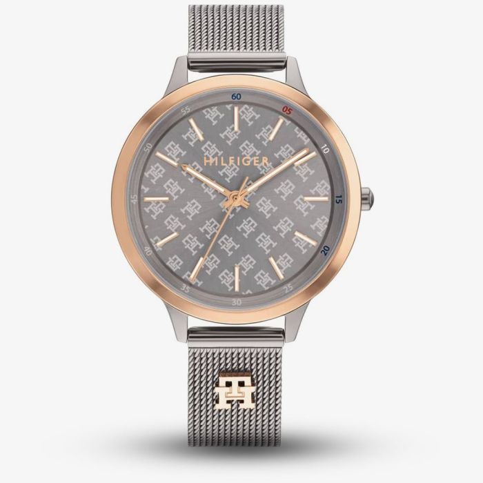 Tommy Hilfiger Tea 1782587 women's watch with gunmetal mesh bracelet and rose gold bezel