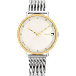 Tommy Hilfiger Pippa 1782667 women's watch with silver mesh bracelet and gold bezel
