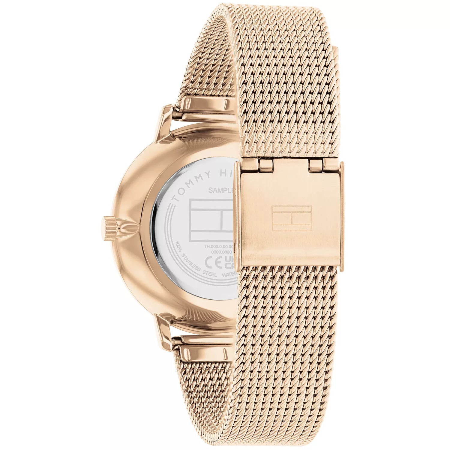 Angled view of the Tommy Hilfiger 1782669 highlighting the ultra-thin rose gold-tone case