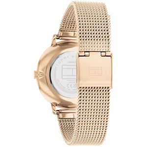 Angled view of the Tommy Hilfiger 1782669 highlighting the ultra-thin rose gold-tone case
