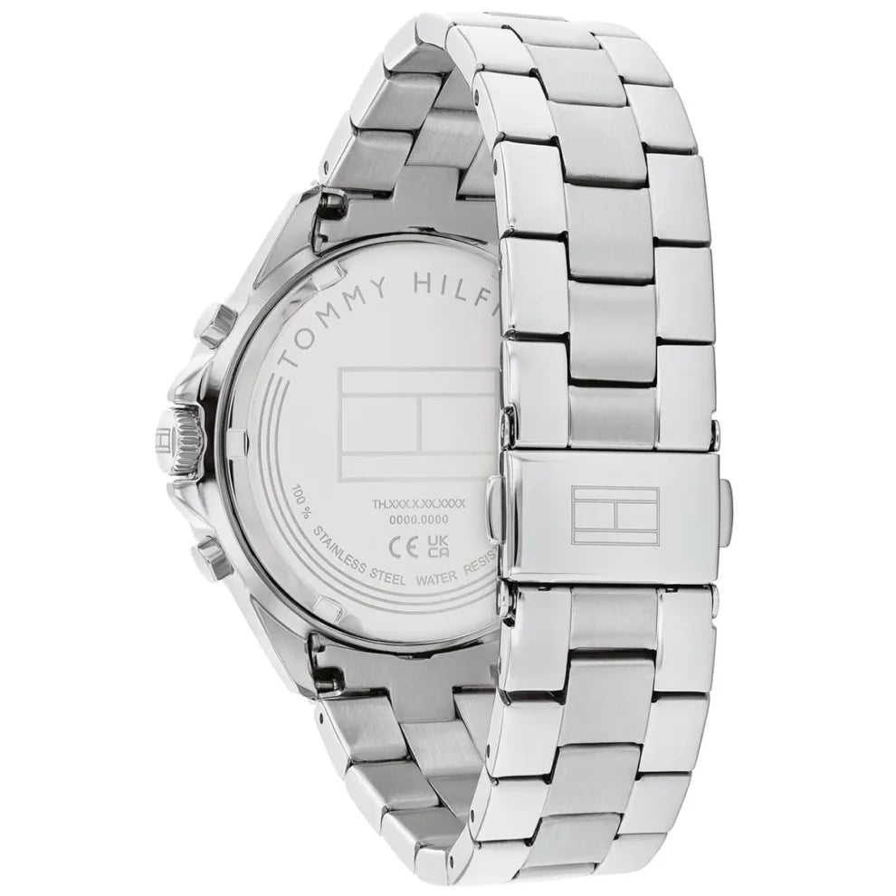 Side profile highlighting the polished stainless steel links of the Tommy Hilfiger 1782707 bracelet