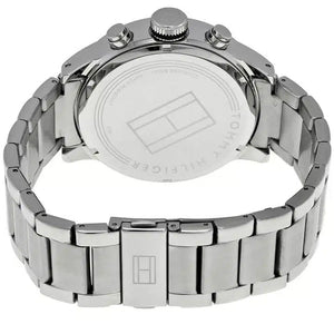 Side profile view of the robust silver case of the Tommy Hilfiger 1791141