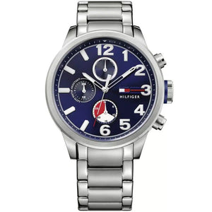 Tommy Hilfiger Jackson 1791242 men's watch with silver case blue dial and large numerals